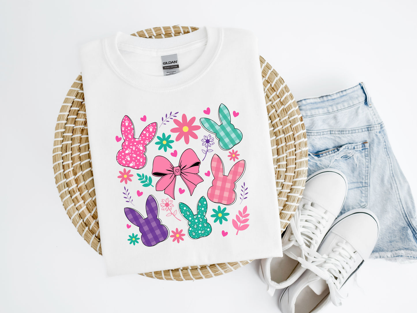 Bunnies Flowers Bow