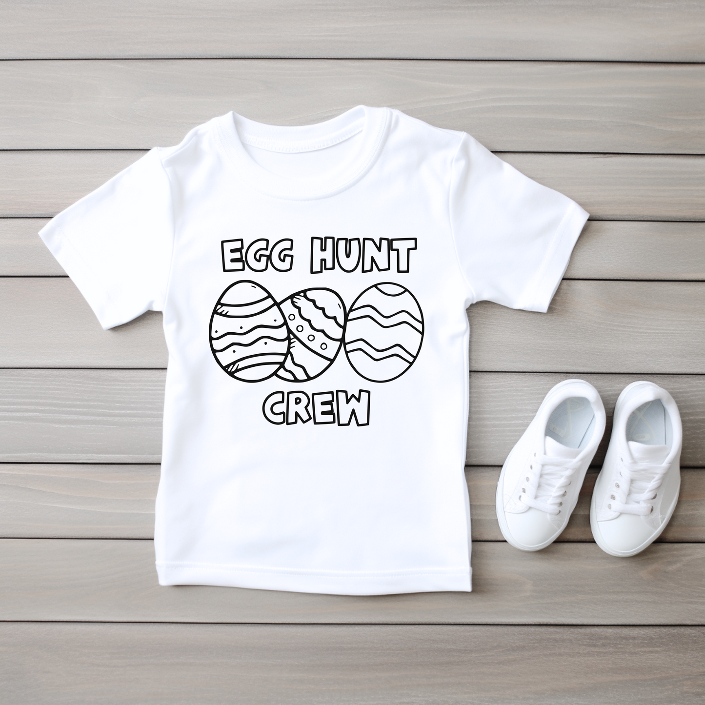 Kids Easter Egg Hunt Crew T-shirt - DIY Coloring Shirt
