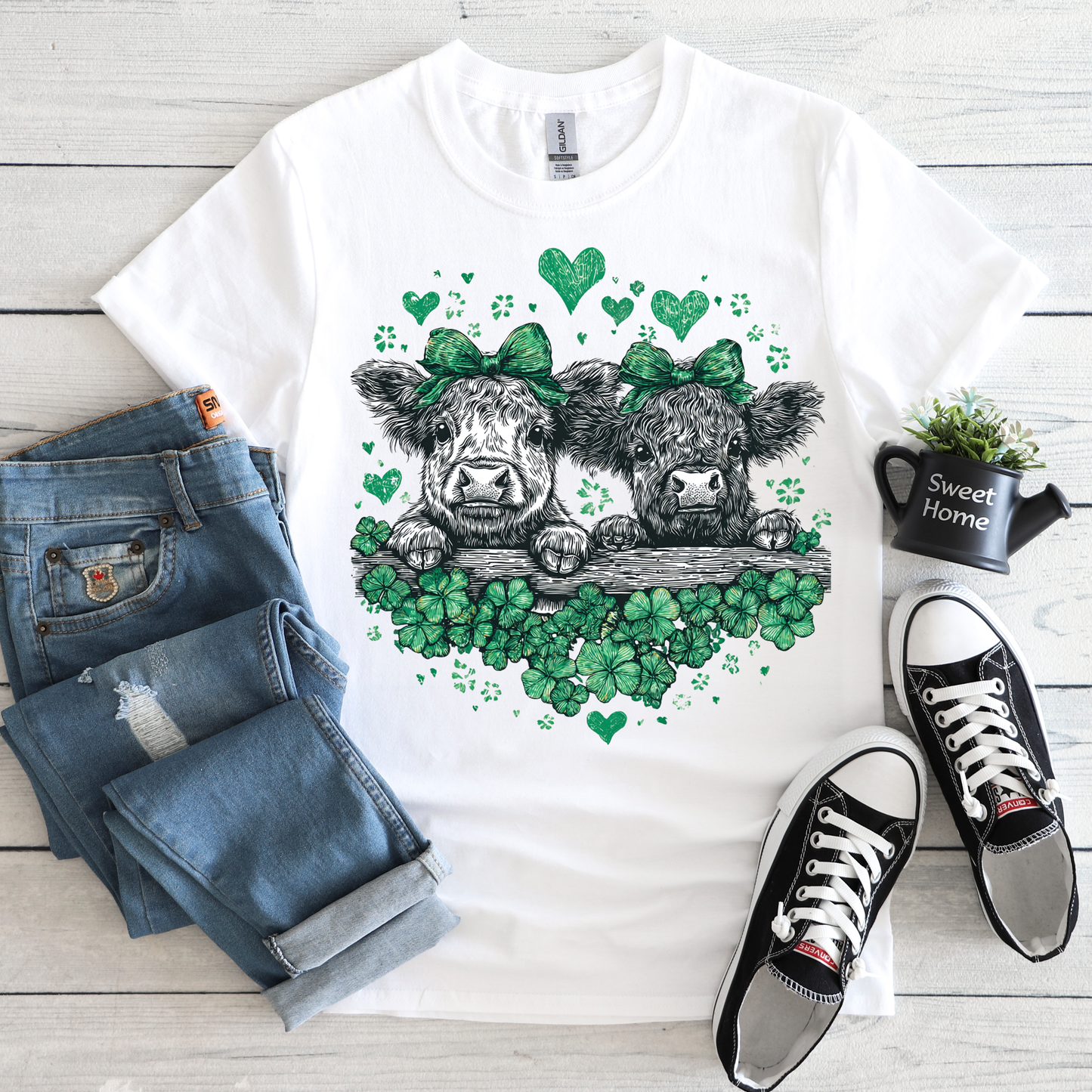 Green Hearts Clovers and Cows