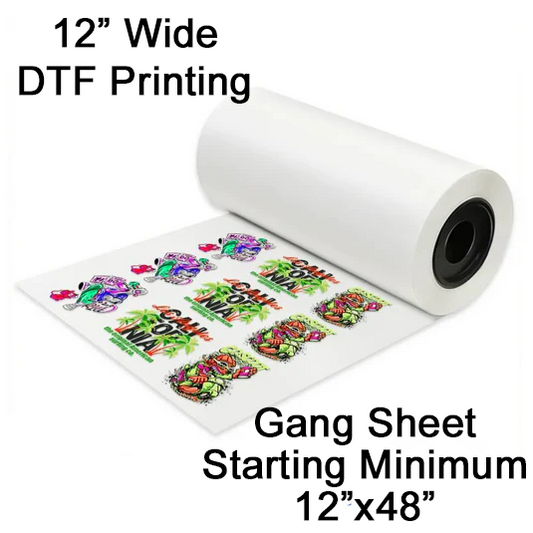 12 inch Wide DTF Rolling Gang Sheet