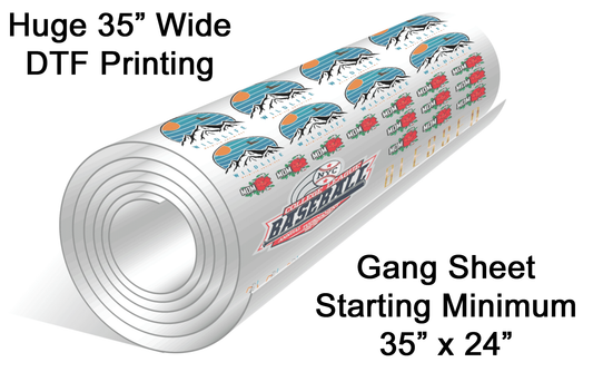 35 Inch Wide DTF Rolling Gang Sheet