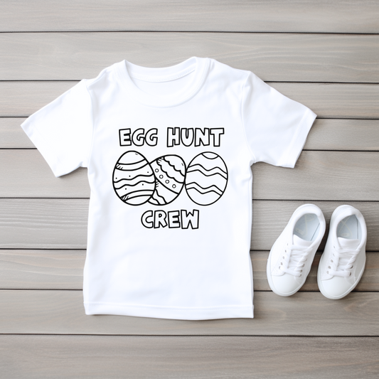 Kids Easter Egg Hunt Crew T-shirt - DIY Coloring Shirt w/Stuff a Plush