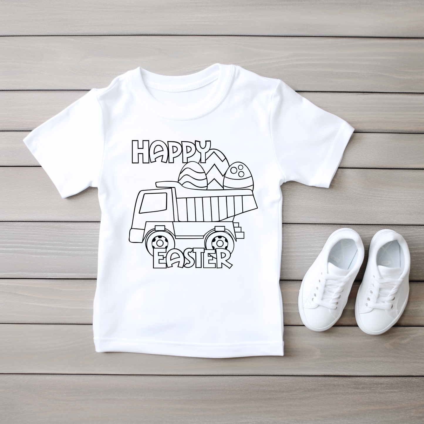 Kids Happy Easter T-shirt - DIY Coloring Shirt